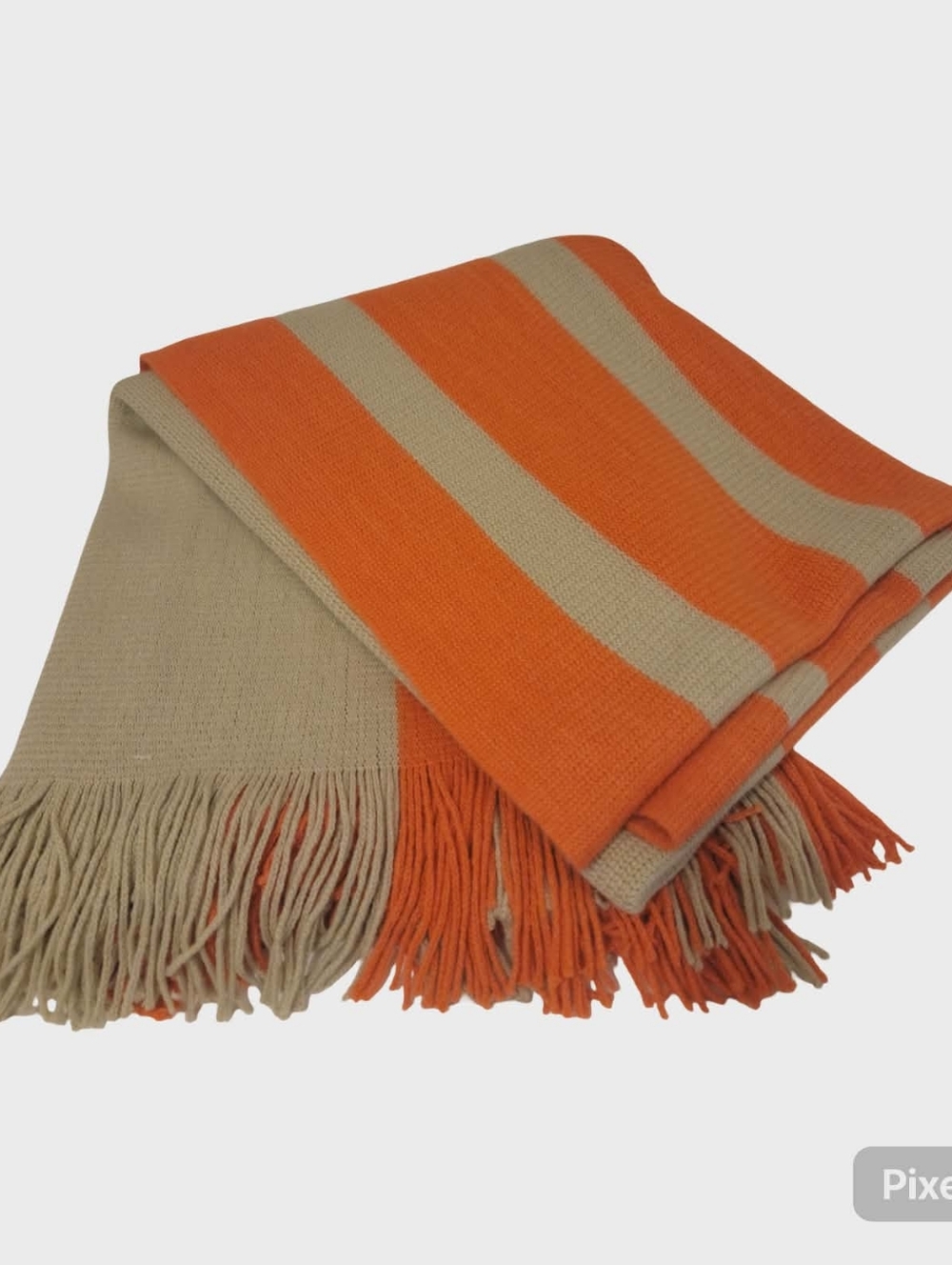 West Elm Orange and Beige Knit Throw - Picture 4 of 8